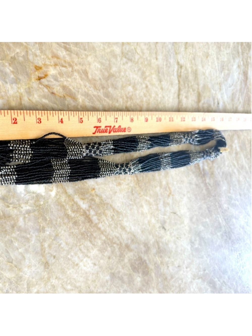 Glass seed beads Black and White Beaded Necklace 32” length 16 strands. - Picture 6 of 9